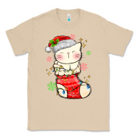 Mushroom christmas cat in Classic Tee - MaliasSmallBusiness