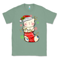 Sage christmas cat in Classic Tee - MaliasSmallBusiness