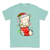Seafoam christmas cat in Classic Tee - MaliasSmallBusiness