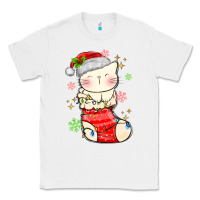 White christmas cat in Classic Tee - MaliasSmallBusiness