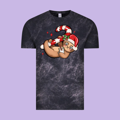 Cute Christmas Sloth Vintage Tee Designed By Maliassmallbusiness