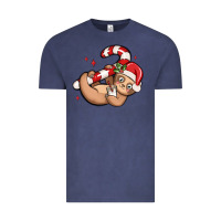 Vintage Denim cute christmas sloth Vintage Tee - MaliasSmallBusiness