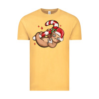 Vintage Mustard cute christmas sloth Vintage Tee - MaliasSmallBusiness