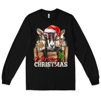 Black Merry Christmas Alpine Goat Long Sleeve Tee - LillyAllenDesigns