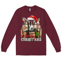 Burgundy Merry Christmas Alpine Goat Long Sleeve Tee - LillyAllenDesigns