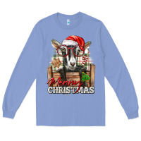 Colony Blue Merry Christmas Alpine Goat Long Sleeve Tee - LillyAllenDesigns