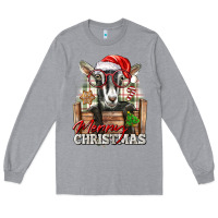 Heather Grey Merry Christmas Alpine Goat Long Sleeve Tee - LillyAllenDesigns