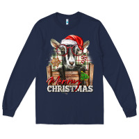 Navy Merry Christmas Alpine Goat Long Sleeve Tee - LillyAllenDesigns