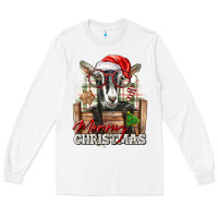 White Merry Christmas Alpine Goat Long Sleeve Tee - LillyAllenDesigns
