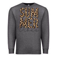 Charcoal Heather summer vibes leopard Premium Sweatshirt - CowCowDesign