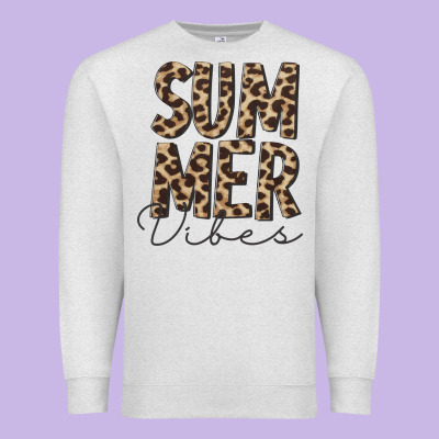 Summer Vibes Leopard Premium Sweatshirt Designed By Cowcowdesign