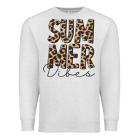 Oatmeal Heather summer vibes leopard Premium Sweatshirt - CowCowDesign