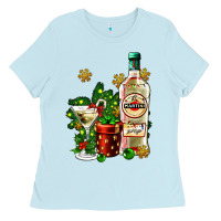 Baby Blue cocrtail martini and gift and snow Ladies Tee - AdoDesignShop
