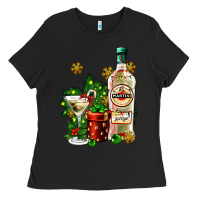 Black cocrtail martini and gift and snow Ladies Tee - AdoDesignShop