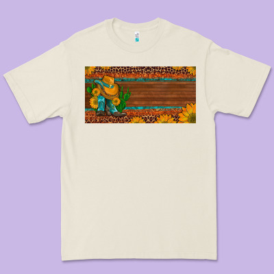 Custom Cowboy Boots Sunflowers And Cactus License Plate Premium Tee Designed By Artiststas