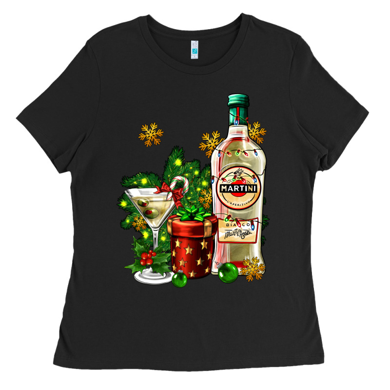 Cocrtail Martini And Gift And Snow Ladies Tee by AdoDesignShop | Teevron