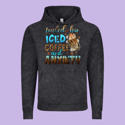 Fueled By Iced Coffee And Anxiety Vintage Hoodie Designed By Nancycooperartshop