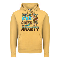Vintage Mustard fueled by iced coffee and anxiety Vintage Hoodie - NancyCooperArtShop