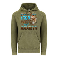 Vintage Olive fueled by iced coffee and anxiety Vintage Hoodie - NancyCooperArtShop
