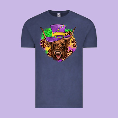Highland Cow Mardi Gras Vintage Tee Designed By Jahusdesignshop