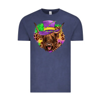 Vintage Denim highland cow mardi gras Vintage Tee - JahusDesignShop
