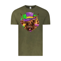 Vintage Olive highland cow mardi gras Vintage Tee - JahusDesignShop