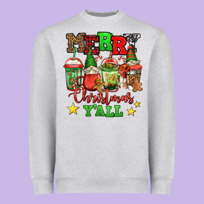 Merry Christmas Y'all Gnome Coffee Heavyweight Sweatshirt Designed By Jasminsmagicworld