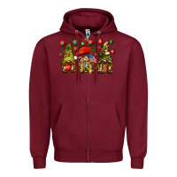 Burgundy Christmas Army Gnomes 4th of july Zipper Hoodie - HowdyJamesFarm