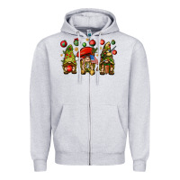 Heather Grey Christmas Army Gnomes 4th of july Zipper Hoodie - HowdyJamesFarm