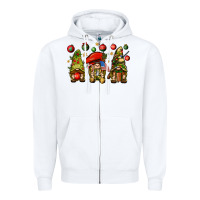 White Christmas Army Gnomes 4th of july Zipper Hoodie - HowdyJamesFarm