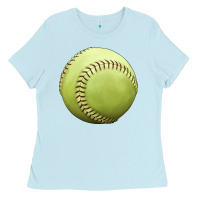 Baby Blue softball ball Ladies Tee - JahusDesignShop