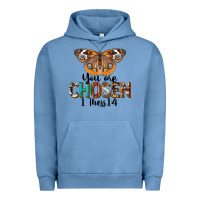 Pigment Pebble Blue You Are Chosen Religious Urban Hoodie - LillyAllenDesigns