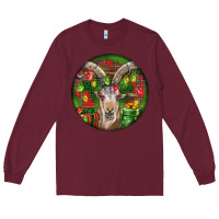 Burgundy Spanish Goat Christmas Ornament Long Sleeve Tee - LillyAllenDesigns