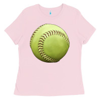 Bubblegum Pink softball ball Ladies Tee - JahusDesignShop