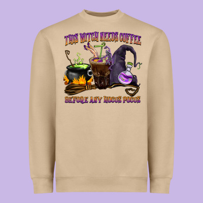 This Witch Needs Coffee Before Any Hocus Pocus Heavyweight Sweatshirt Designed By Barkaloodesign
