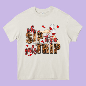 Oh Sip Its A Girls Trip Heavy Core Tee Designed By Adodesignshop