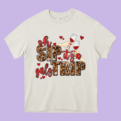 Oh Sip Its A Girls Trip Heavy Core Tee Designed By Adodesignshop
