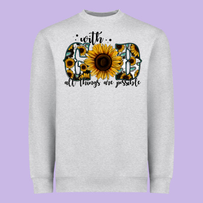 With God All Things Are Possible Sunflower Heavyweight Sweatshirt Designed By Jasminsmagicworld