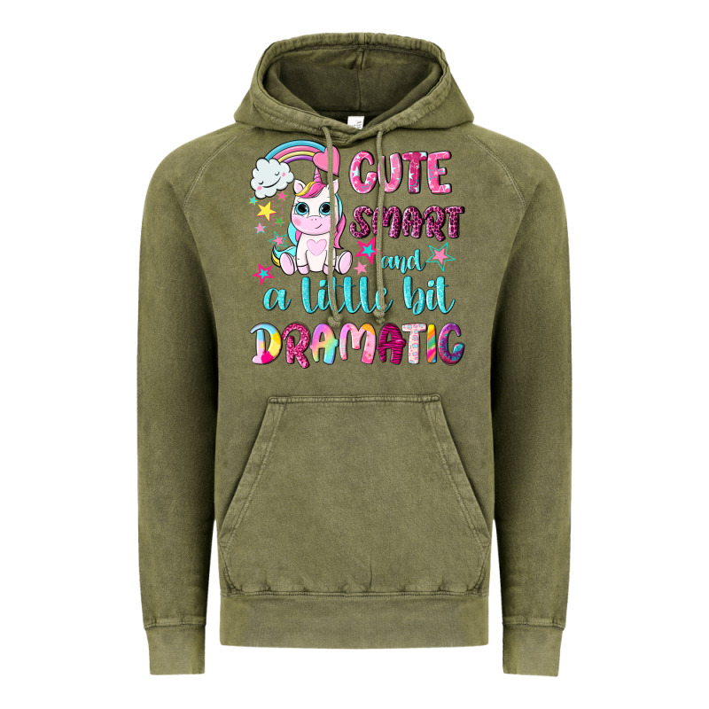 Cute Smart And A Little Bit Dramatic With Unicorn Vintage Hoodie by NancyCooperArtShop | Teevron