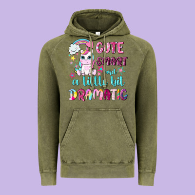 Cute Smart And A Little Bit Dramatic With Unicorn Vintage Hoodie Designed By Nancycooperartshop