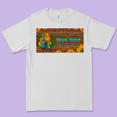 (preview)custom Cowboy Boots Sunflowers And Cactus License Plate Premium Tee Designed By Artiststas
