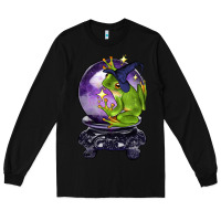 Black Halloween Frog With Crystal Ball Long Sleeve Tee - LillyAllenDesigns
