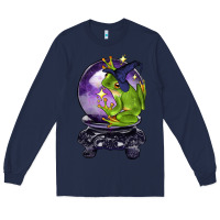 Navy Halloween Frog With Crystal Ball Long Sleeve Tee - LillyAllenDesigns