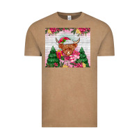 Vintage Coffee pink christmas cow Vintage Tee - MaliasSmallBusiness