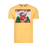 Vintage Mustard pink christmas cow Vintage Tee - MaliasSmallBusiness