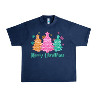 Navy merry christmas glitter trees Urban Heavy Tee - MaliasSmallBusiness