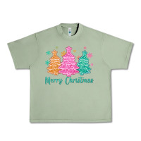 Oil Green merry christmas glitter trees Urban Heavy Tee - MaliasSmallBusiness