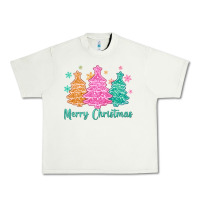 Pistachio merry christmas glitter trees Urban Heavy Tee - MaliasSmallBusiness