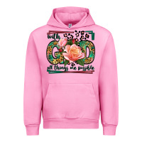 Fuchsia Pink With god all things are possible leopard frame Urban Hoodie - LillyAllenDesigns