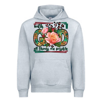Heather Grey With god all things are possible leopard frame Urban Hoodie - LillyAllenDesigns
